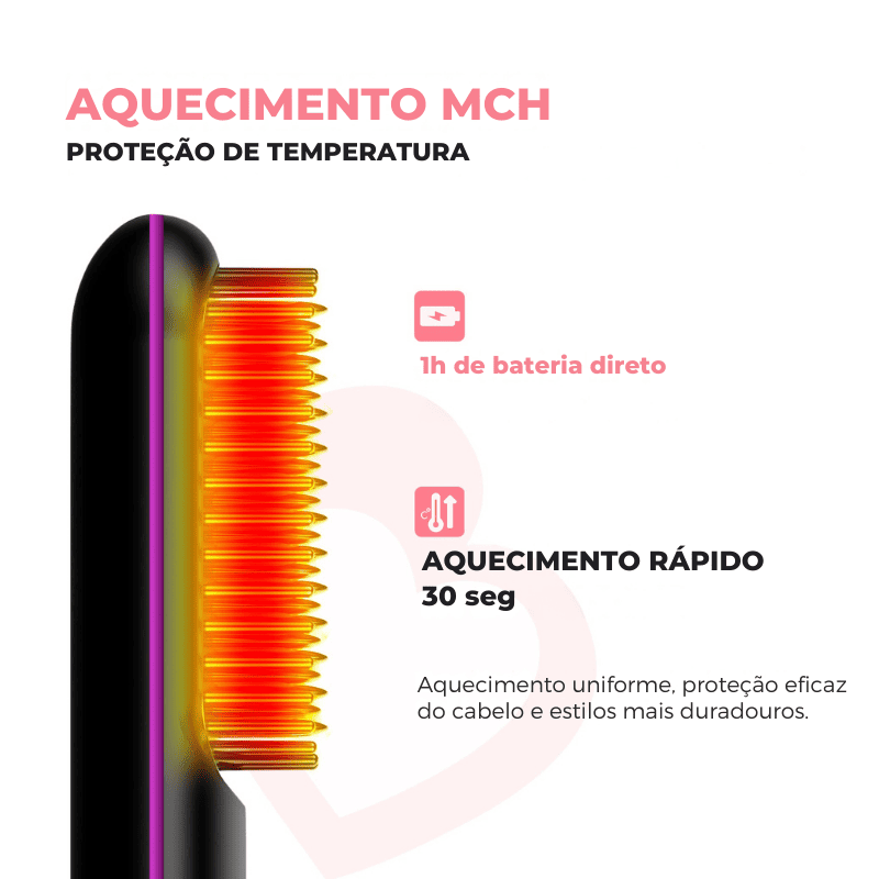 Pente Alisador Sync Hair 5 em 1 Sem Fio - Cabelos Lisos e Sem Frizz em Segundos